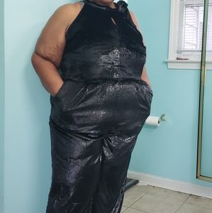 Black lux shimmer jumpsuit